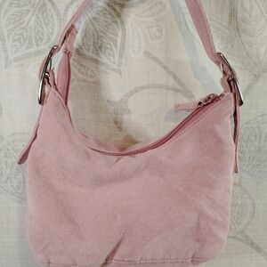 Elegant Pink Suede Shoulder Bag